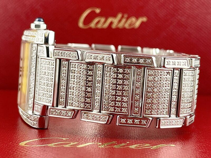 Cartier Tank Francaise 28mm Custom Iced Out 6ct Genuine Diamonds Ref 2302