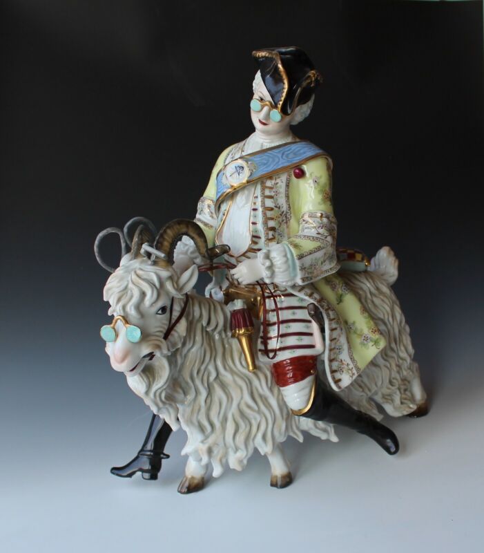 very large figure - cutter on the goat - after Meissen / 41 cm! Top-