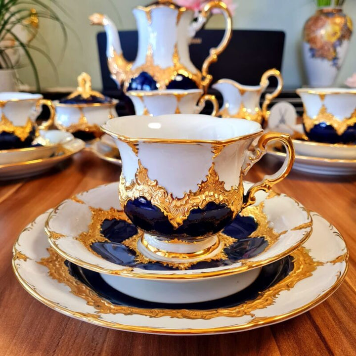 Meissen B-Shape Magnificent Porcelain Coffee Service for 6 People-