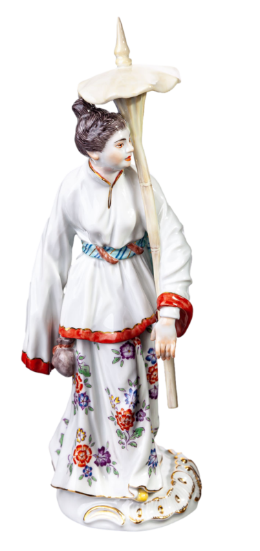 マイセンフィギュア 傘を持ったアジア人女性  J.J.ディーラー 外国人一級品 20cm