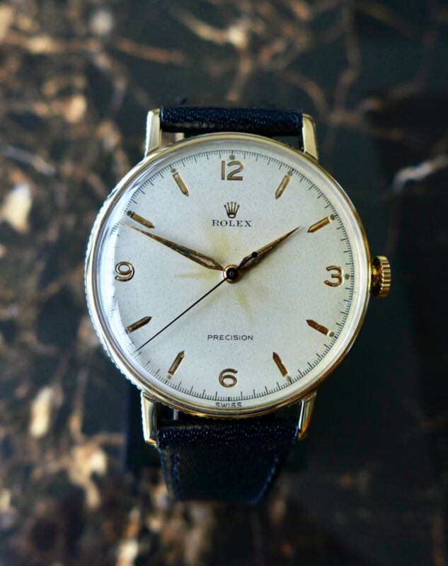 A STUNNING VINTAGE 1958 GENTS ROLEX PRECISION "COIN EDGE" IN 9k SOLID GOLD