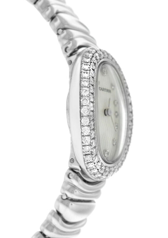 Cartier Baignoire Mini 2369 MOP Full 18K White Gold Ladies Quartz 18x24MM Watch
