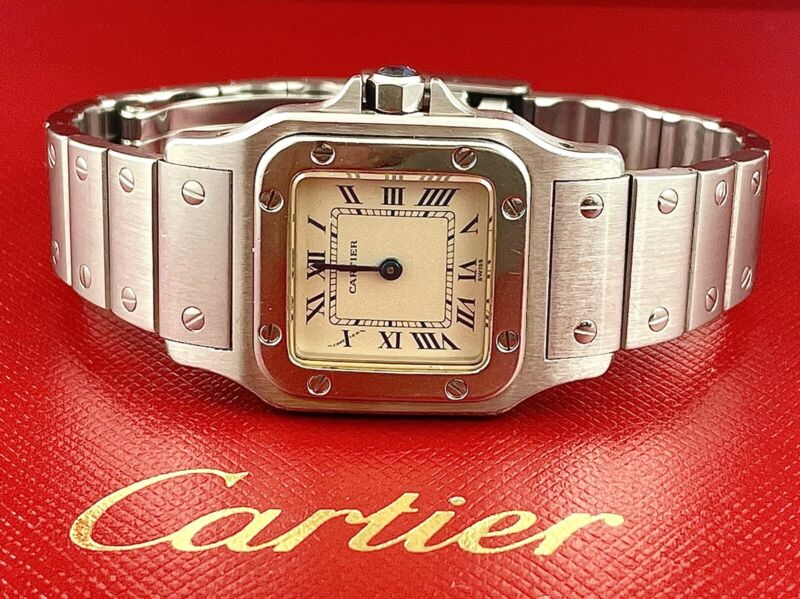 Cartier 24mm Santos Galbee Ladies Stainless Steel Quartz Watch Ref 00625