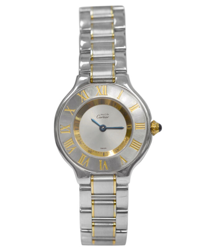 Cartier Must de Cartier 1340 Ladies Quartz 18K Gold Steel 28MM Watch
