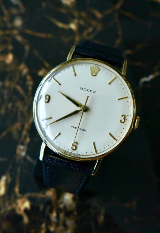 A STUNNING VINTAGE 1968 GENTS ROLEX PRECISION "COIN EDGE" IN 9k SOLID GOLD