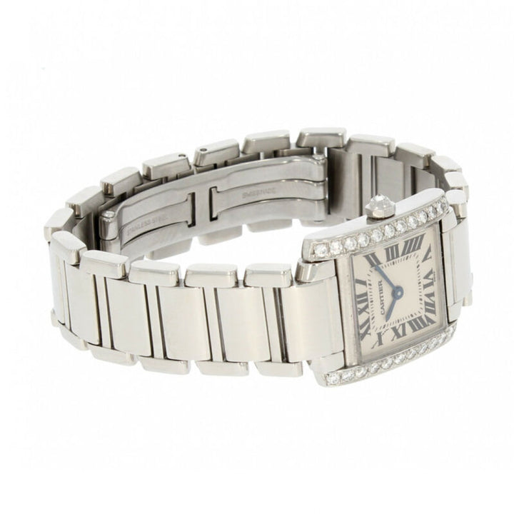 Cartier Tank Francaise Diamond Set Case Stainless Steel Ladies Watch 2300