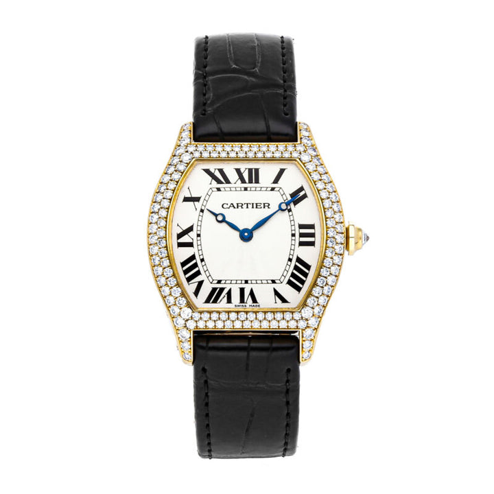 Cartier Tortue Manual Wind Yellow Gold Ladies Strap Watch WA503751