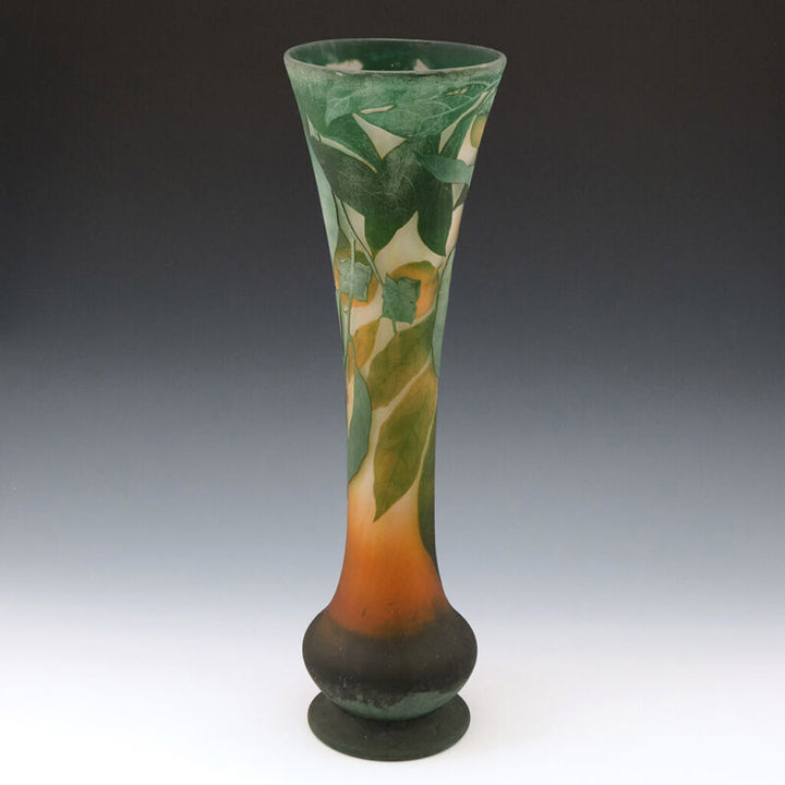 Tall Daum Quinces Cameo Vase c1910