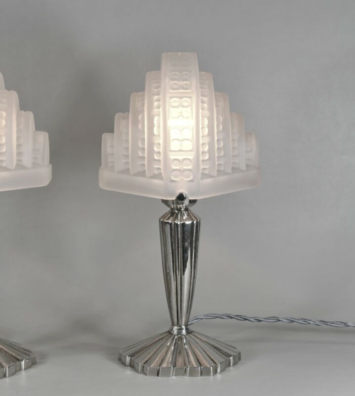 メネディー＆エスペヴェ　ペアのフランス製アールデコランプ　1930年