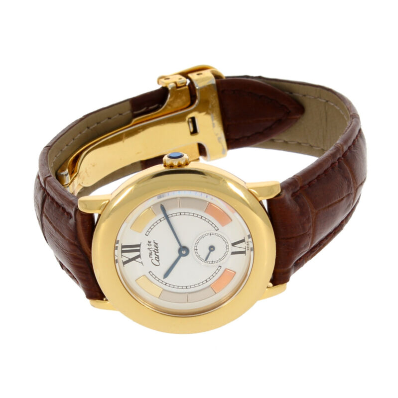 Cartier Must De Ronde Quartz Ladies Silver Gilt Vermeil Watch 1810-1