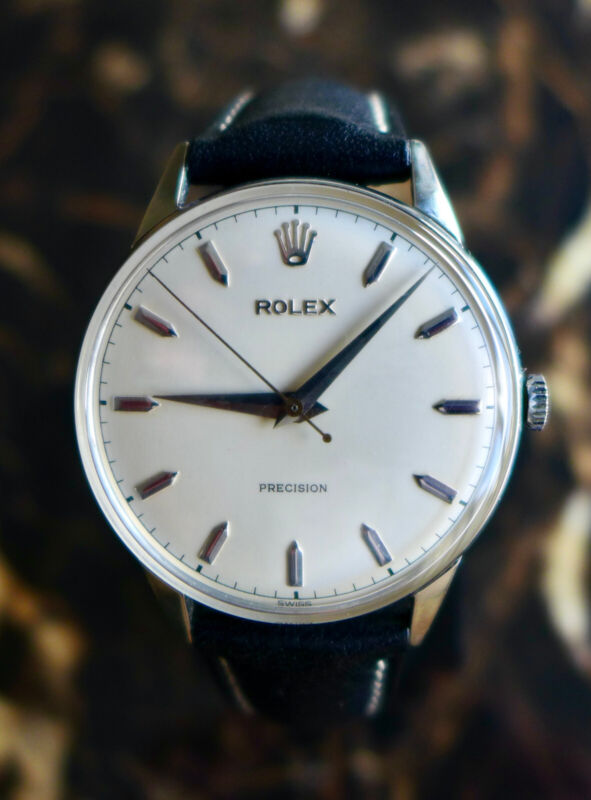 A STUNNING GENTS VINTAGE 1950s OVERSIZE (35MM) ROLEX PRECISION IN S/STEEL
