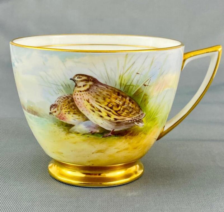 Vintage Trio~ Minton~c1960~#H5107 Quail Signed A.Holland Cup Saucer Side Plate