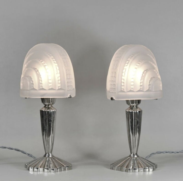 メネディー＆エスペヴェ　ペアのフランス製アールデコランプ　1930年