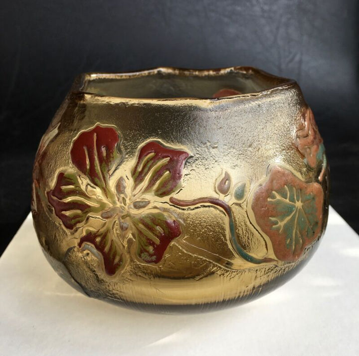 エミールガレの初期作品　キンレンカの花のボウル型花瓶