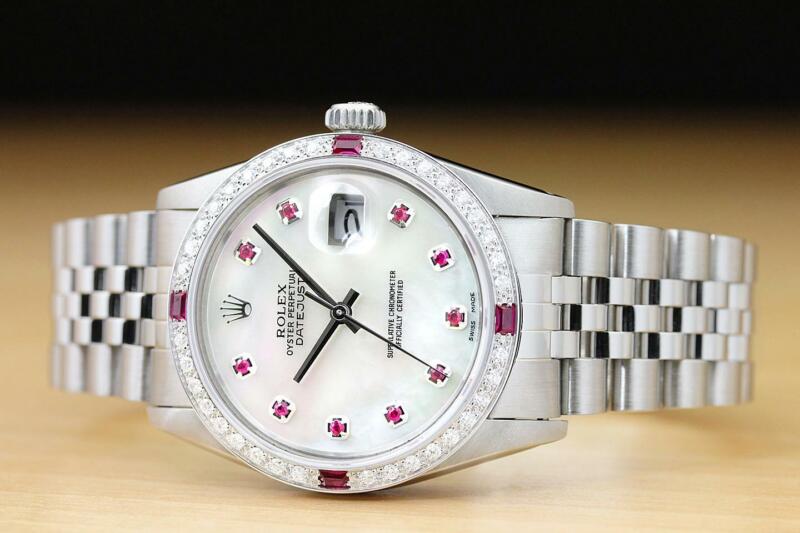 ヴェルヴェティ　ジャパンテクノロジー ロレックス メンズ デイトジャスト Ref.16014 マザーオブパール ルビー