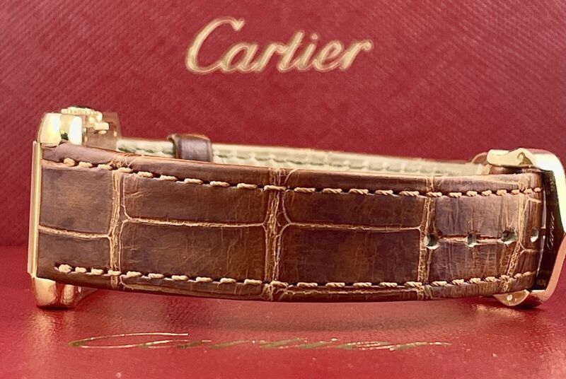 Cartier Tank 23mm Anglaise Rose Gold Silver Dial Ladies Watch Ref W1018255