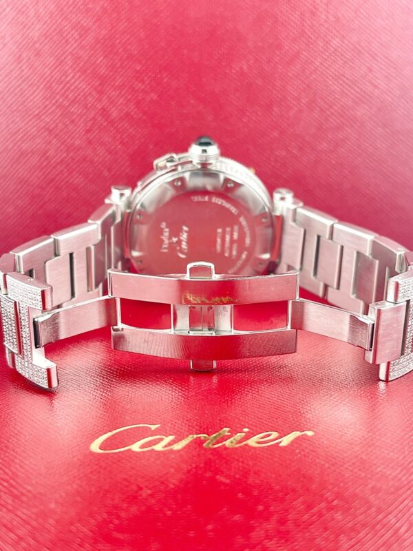 Cartier Pasha 40mm White Dial Custom Iced Out 8ct Genuine Diamonds Ref 2790