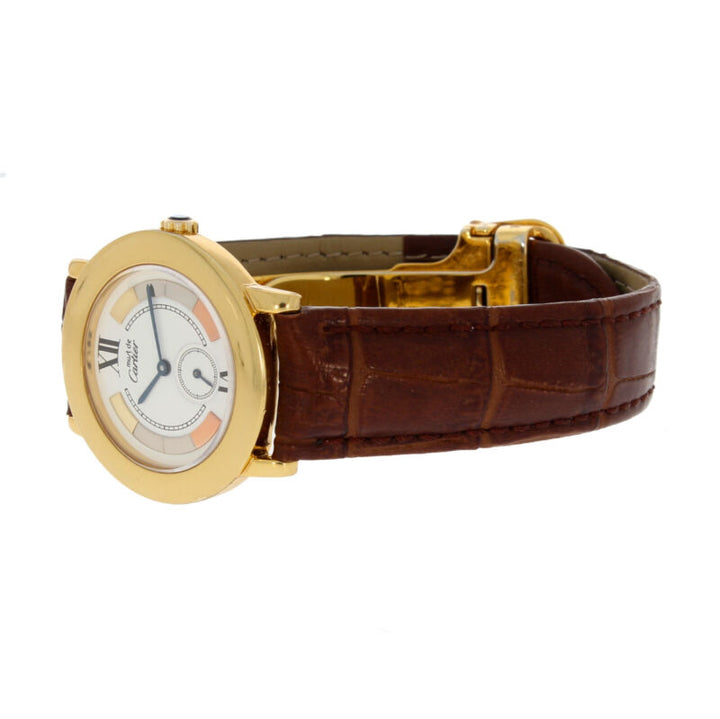 Cartier Must De Ronde Quartz Ladies Silver Gilt Vermeil Watch 1810-1