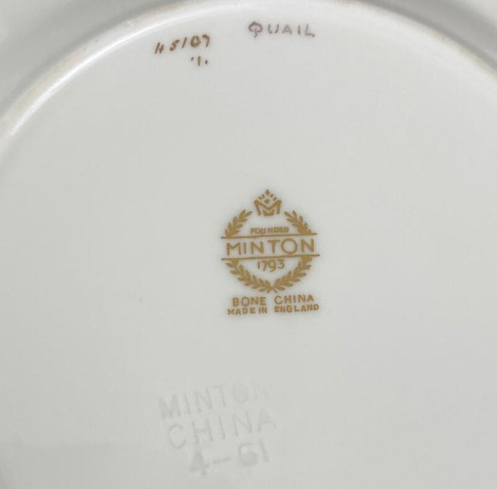 Vintage Trio~ Minton~c1960~#H5107 Quail Signed A.Holland Cup Saucer Side Plate