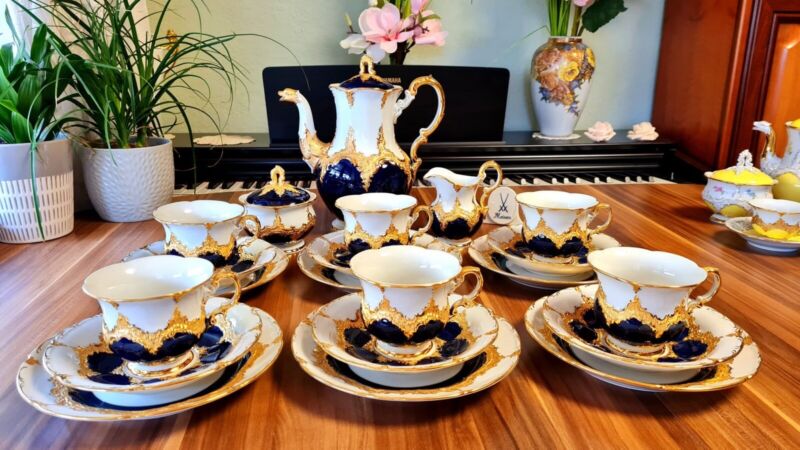 Meissen B-Shape Magnificent Porcelain Coffee Service for 6 People-