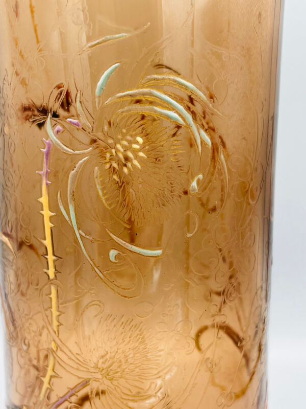 エミールガレ 初期作品　エナメルガラスで作られたアザミの花瓶