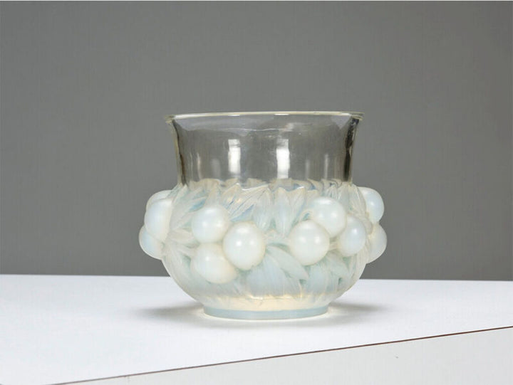 René LALIQUE: Opalescent ""Plums"" Vase.(Restorations)-