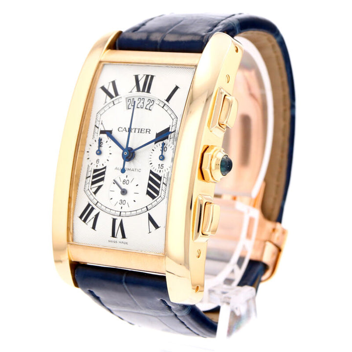 カルティエ タンク アメリカンイエローゴールド 自動巻きクロノグラフ腕時計 W2609356