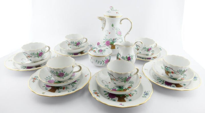 21pcs Meissen Sheaves Pattern Decor Coffee Service Gold Edge 6 People MINT-