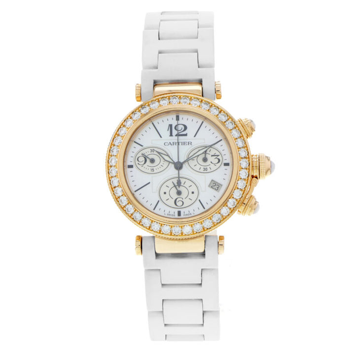 Cartier Pasha Seatimer WJ130004 3130 Diamond White MOP 18k 37mm Rose Gold Watch