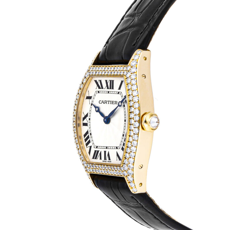 Cartier Tortue Manual Wind Yellow Gold Ladies Strap Watch WA503751