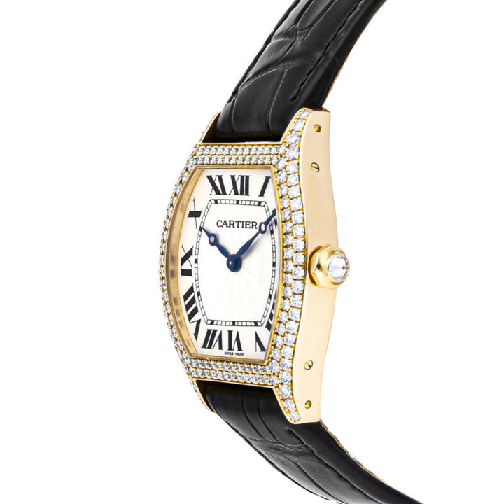 Cartier Tortue Manual Wind Yellow Gold Ladies Strap Watch WA503751