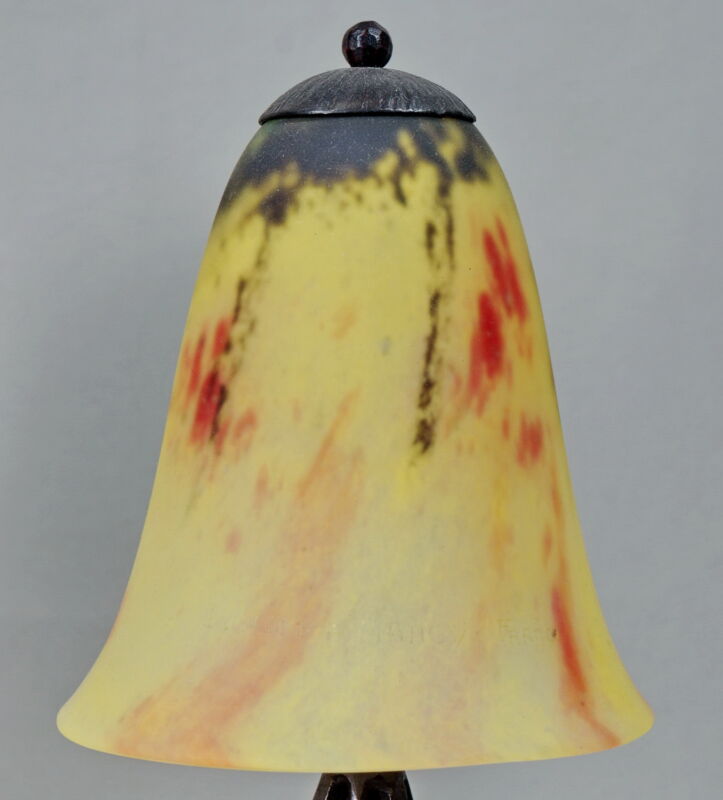 E. ゴティエ＆ドーム兄弟　ペアのフランス製アールデコランプ　1925年　1930年　錬鉄製