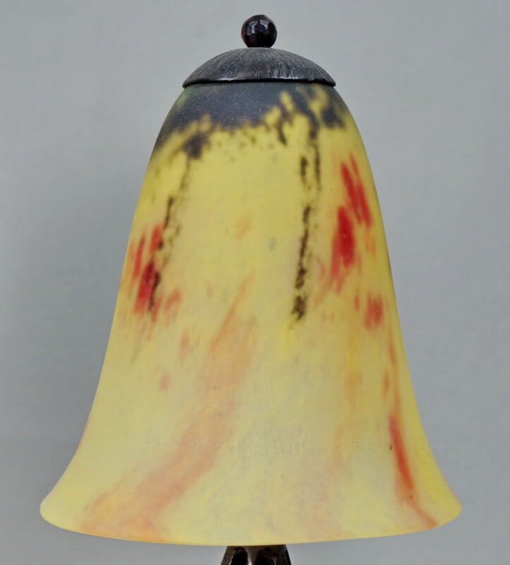 E. ゴティエ＆ドーム兄弟　ペアのフランス製アールデコランプ　1925年　1930年　錬鉄製