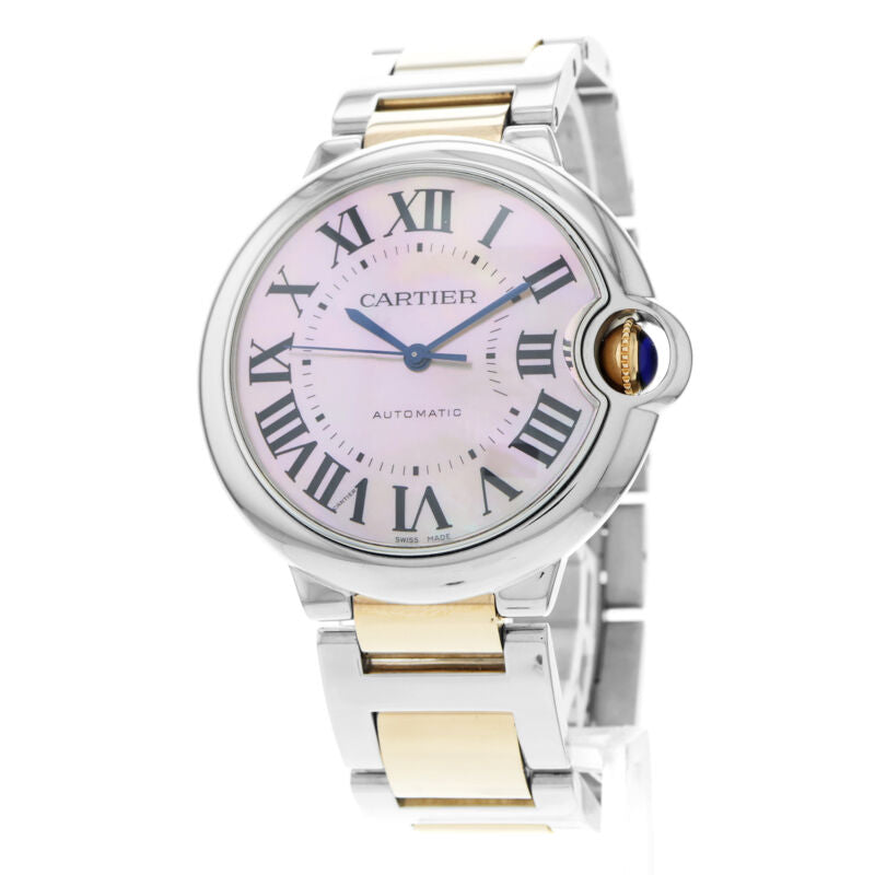 カルティエ バロンブルー スチール＆ローズゴールド 自動巻き腕時計 W6920033