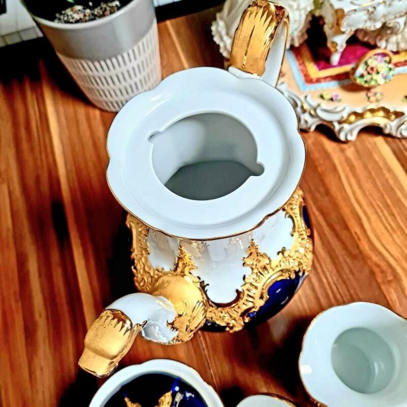 Meissen B-Shape Magnificent Porcelain Coffee Service for 6 People-