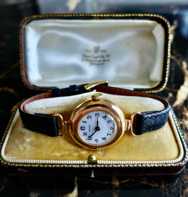 A BEAUTIFUL ANTIQUE ART DECO 1920s LADIES ROLEX IN SOLID 9CT GOLD ORIGINAL BOX
