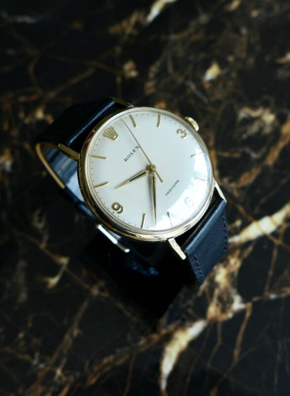 A STUNNING VINTAGE 1968 GENTS ROLEX PRECISION "COIN EDGE" IN 9k SOLID GOLD