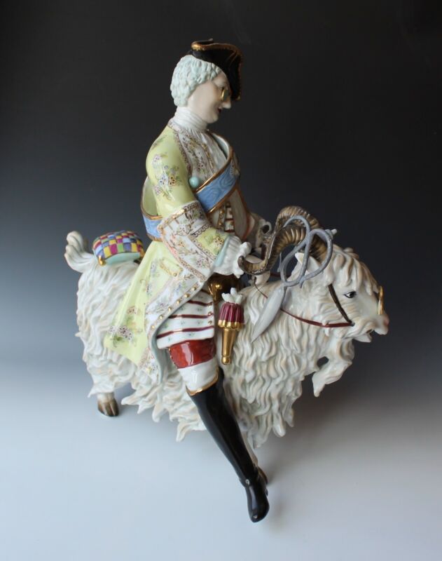 very large figure - cutter on the goat - after Meissen / 41 cm! Top-