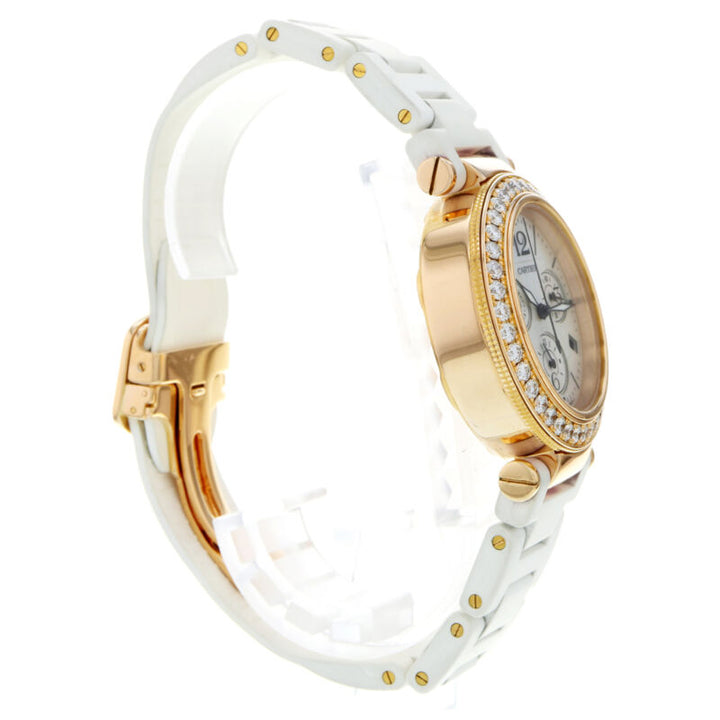 Cartier Pasha Seatimer WJ130004 3130 Diamond White MOP 18k 37mm Rose Gold Watch