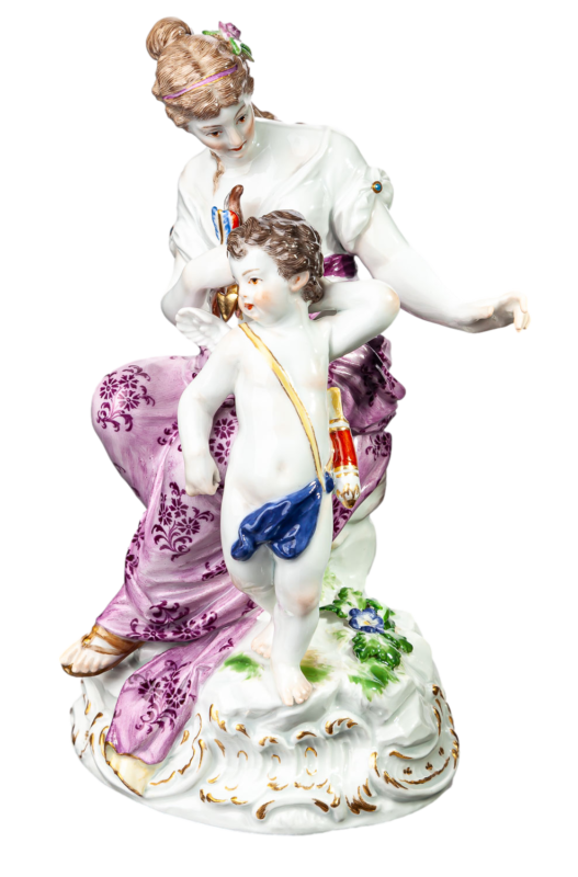 マイセン人形　「ヴィーナスとキューピッド」 A.G. Eras作 　一級品　1890年　20.5 cm