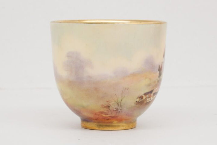 ロイヤルウースター デミタスカップ&ソーサー 手描き狩猟『ハンティングシーン』の風景