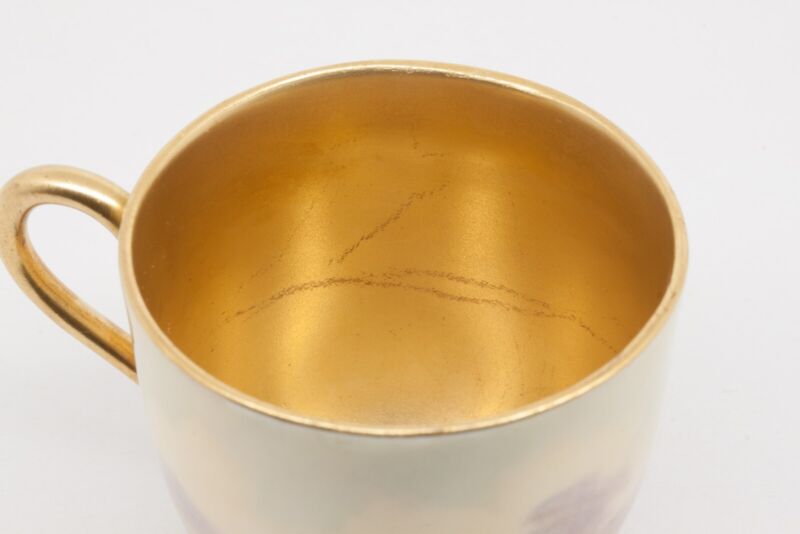 ロイヤルウースター デミタスカップ&ソーサー 手描き狩猟『ハンティングシーン』の風景