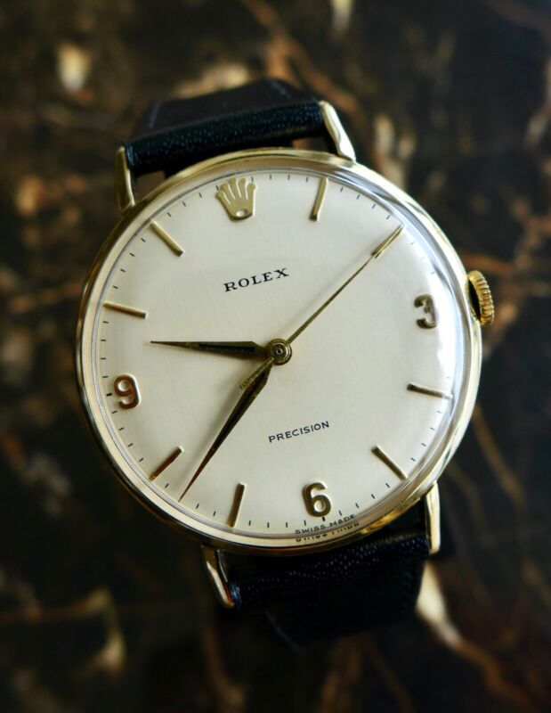 A STUNNING VINTAGE 1968 GENTS ROLEX PRECISION "COIN EDGE" IN 9k SOLID GOLD
