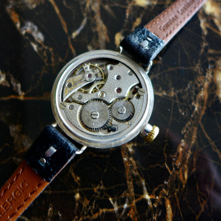 A EARLY VINTAGE 1914 WW1 GENTS BRITISH MILITARY ROLEX TRENCH SILVER LARGE 35mm