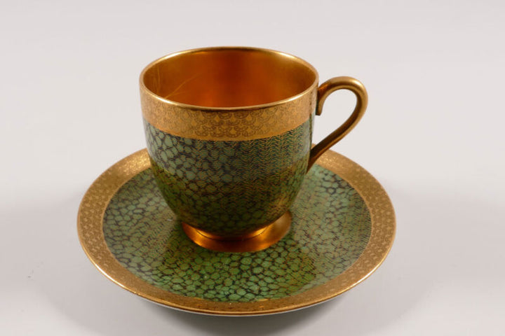 コールポート・イギリス製　カップ＆ソーサー グリーンマーブル シェッド 1900年頃