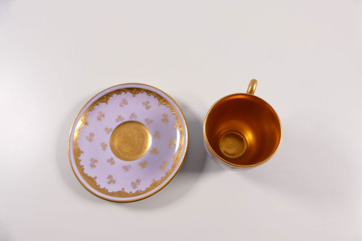 コールポート イギリス製 カップ＆ソーサー ピンクゴールドプレート 1900年頃