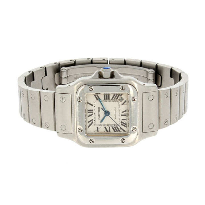 Cartier Santos Galbee Silver Guilloche Dial Ladies Stainless Steel Watch 2433