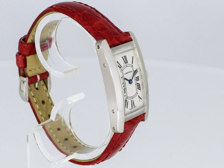 CARTIER TANK AMERICAN BOX WATCH Ref. 2489 WHITE GOLD 18K