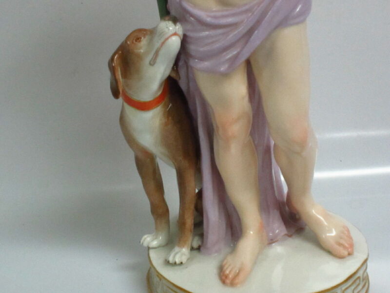 マイセン人形（フィギュリン）男性と犬の置物