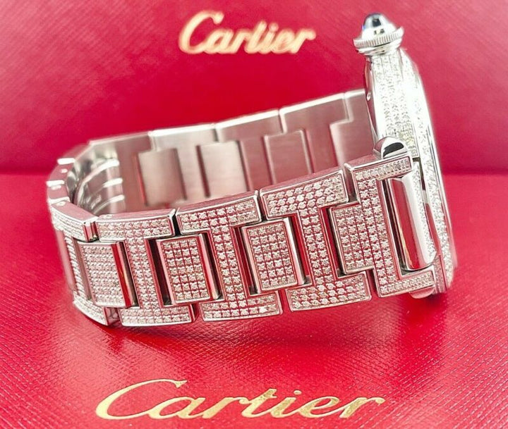 Cartier Pasha 42mm Beige Dial Custom Iced Out 8ct Genuine Diamonds Ref 2730